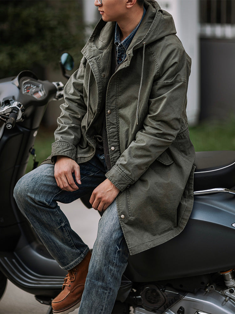 Ragnar - Chaqueta Con Capucha De Estilo Militar Vintage