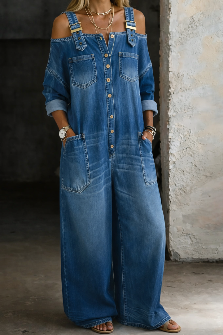 Catalina | Mono Denim con Hombros Descubiertos