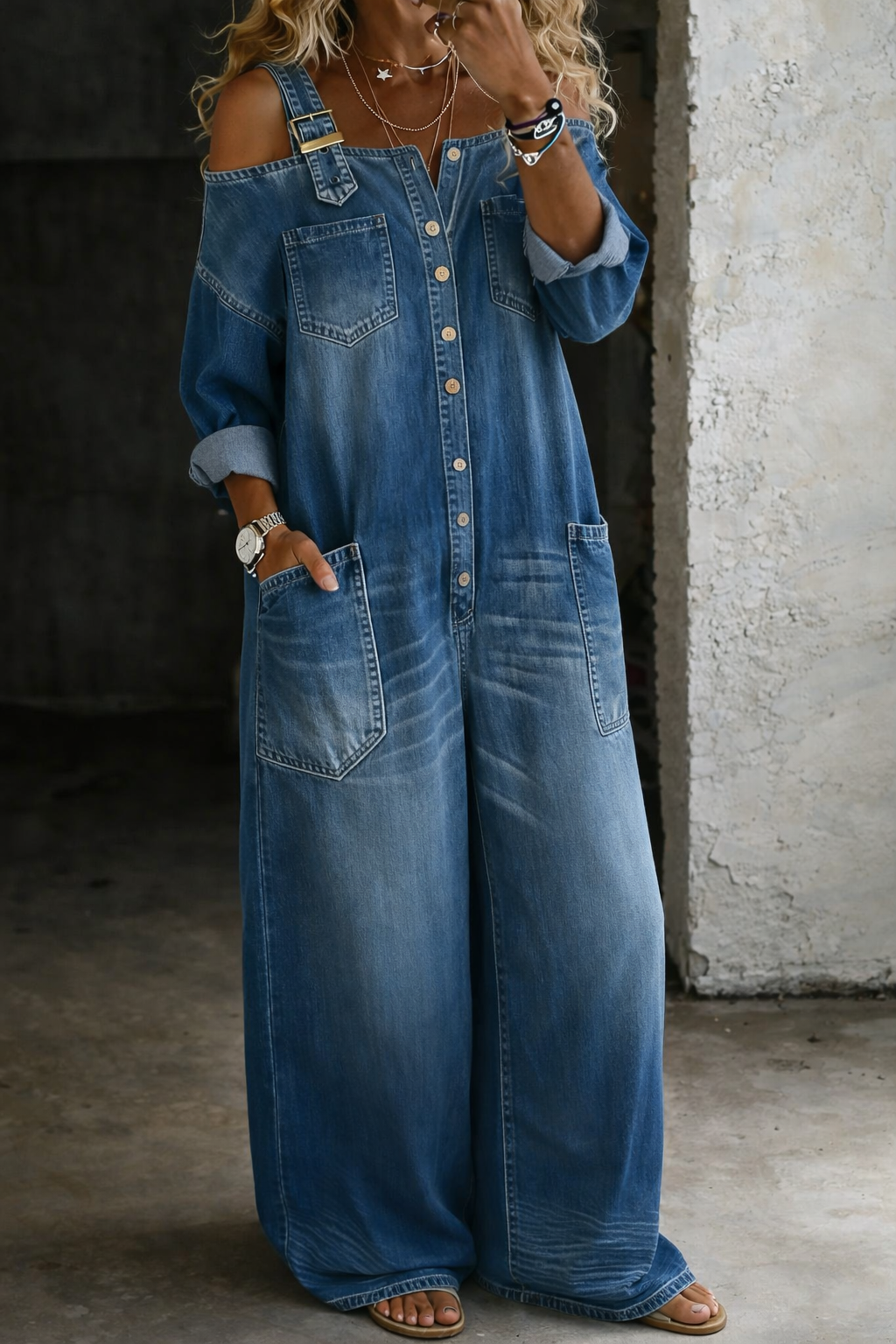 Catalina | Mono Denim con Hombros Descubiertos