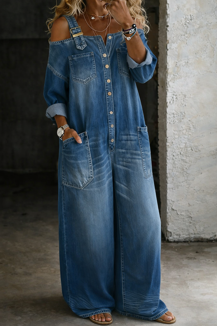 Catalina | Mono Denim con Hombros Descubiertos