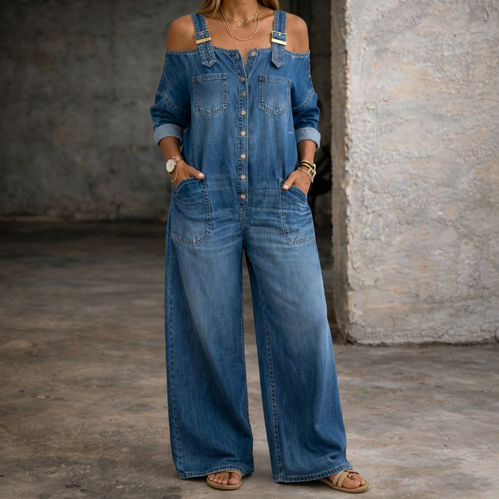 Catalina | Mono Denim con Hombros Descubiertos